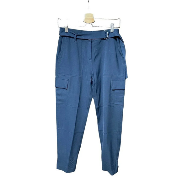 Theory Hannon B Belted Cargo Pants Navy Blue Size US 2 - Picture 2 of 10